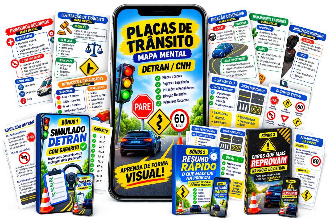 Mockup dos mapas mentais com os 3 bônus